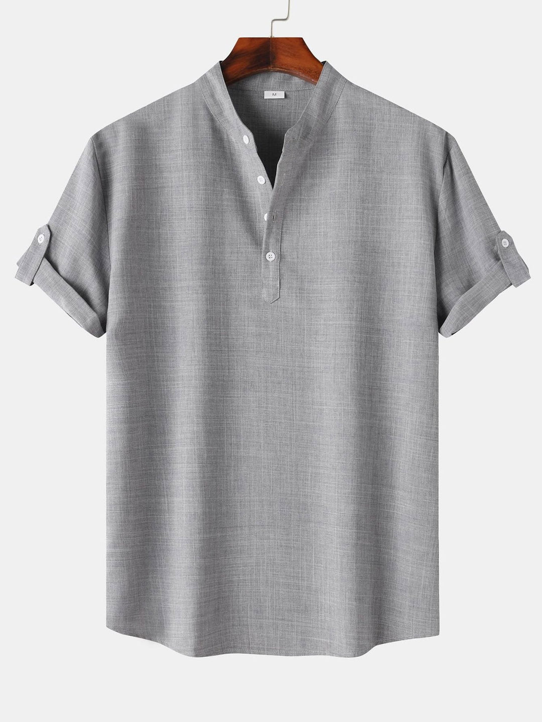 Short Sleeve Linen Henley Shirt