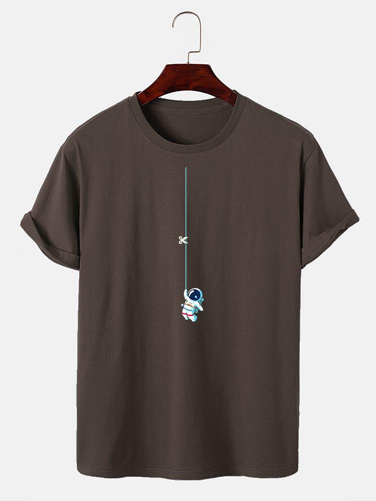 Astronaut on a printed cord t-shirt
