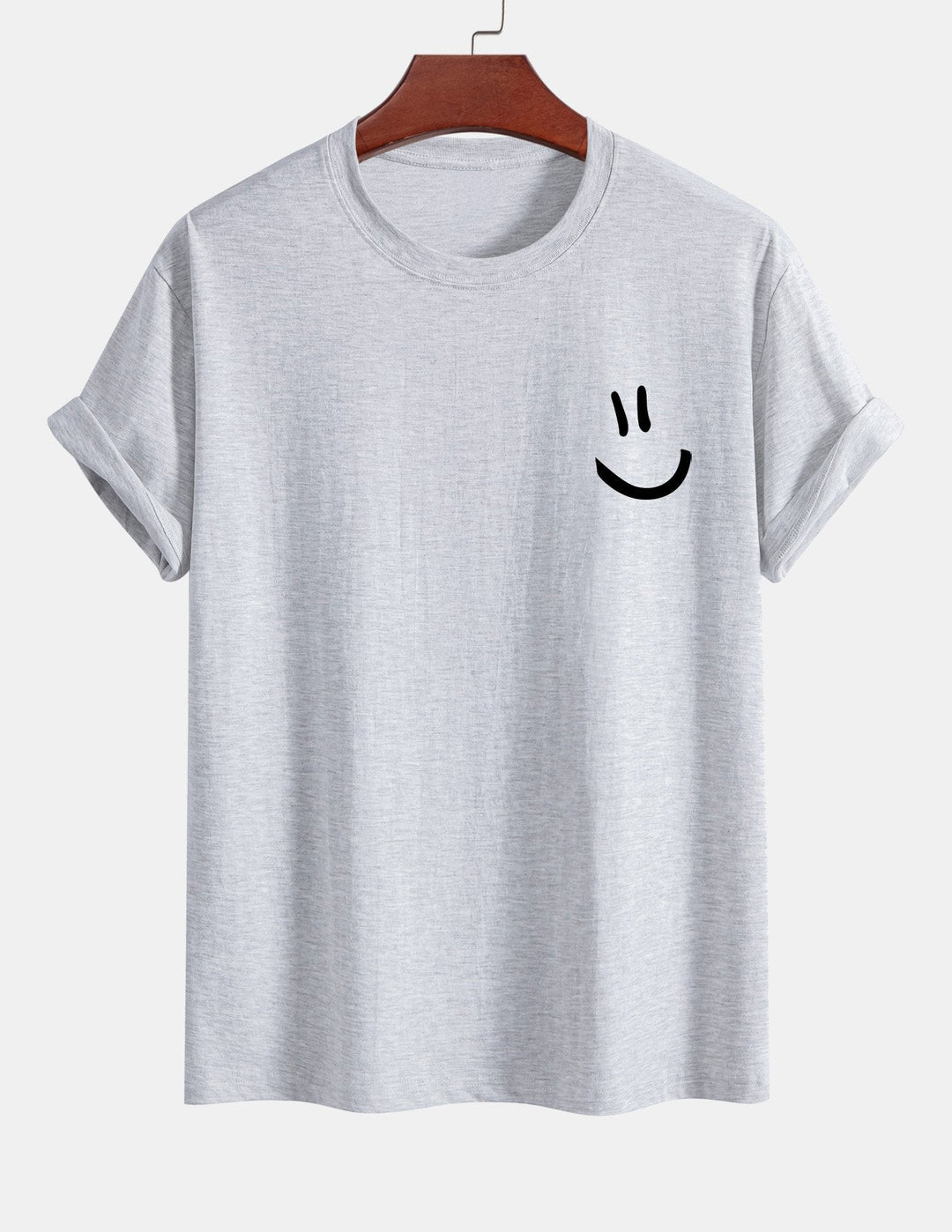 Regular fit printed cotton T-shirt with smiley face