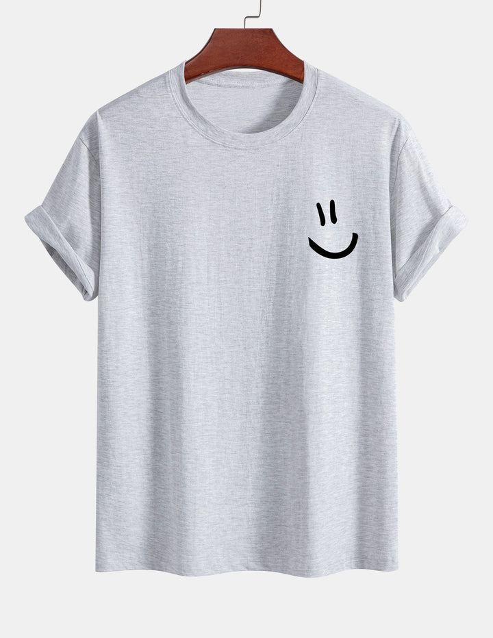 Regular fit printed cotton T-shirt with smiley face
