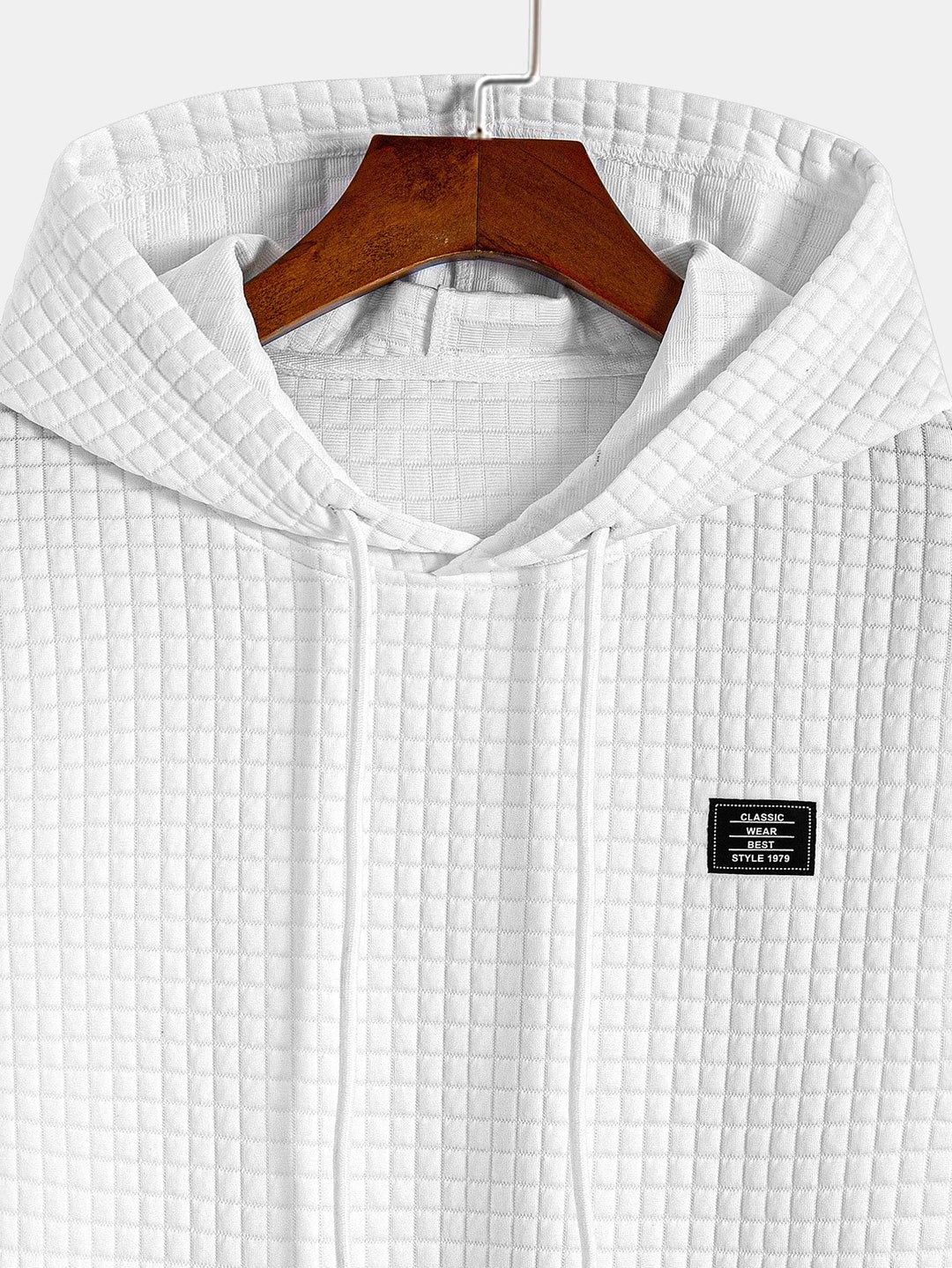 Waffle Hooded T-Shirt with Curved Hem