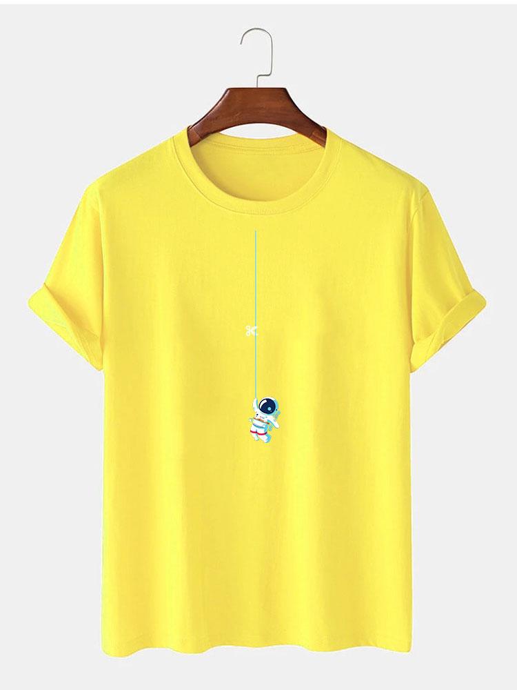 Astronaut on a printed cord t-shirt