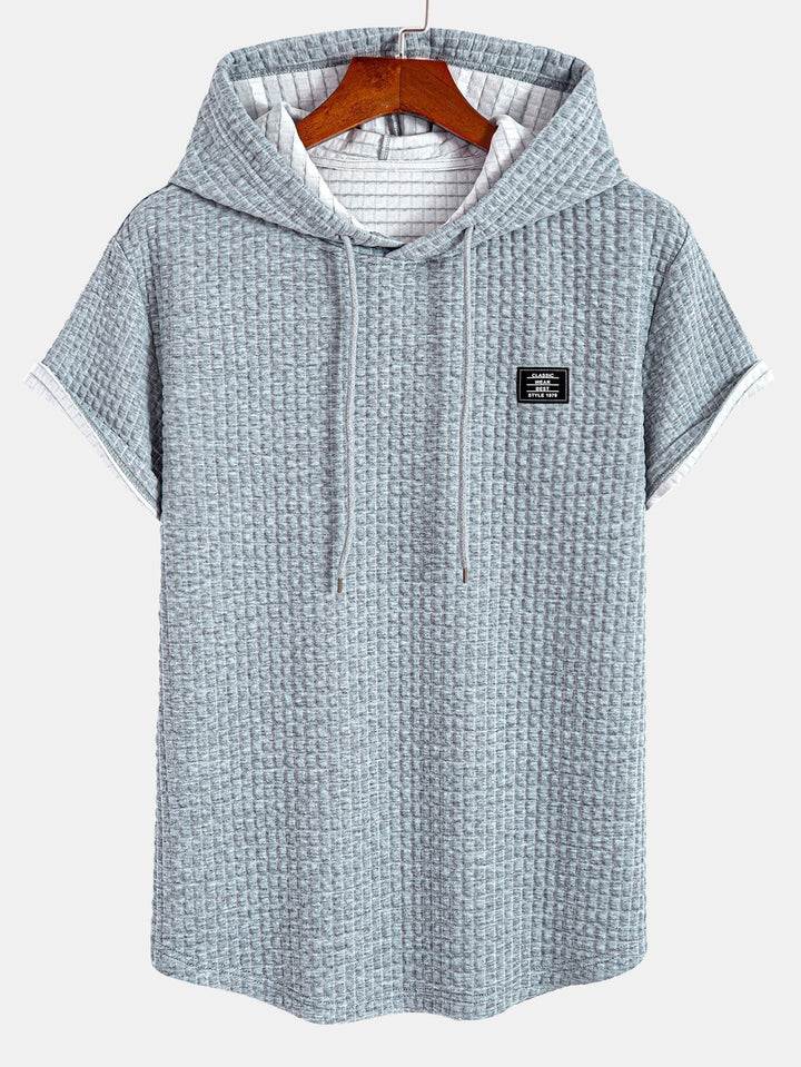 Waffle Hooded T-Shirt with Curved Hem