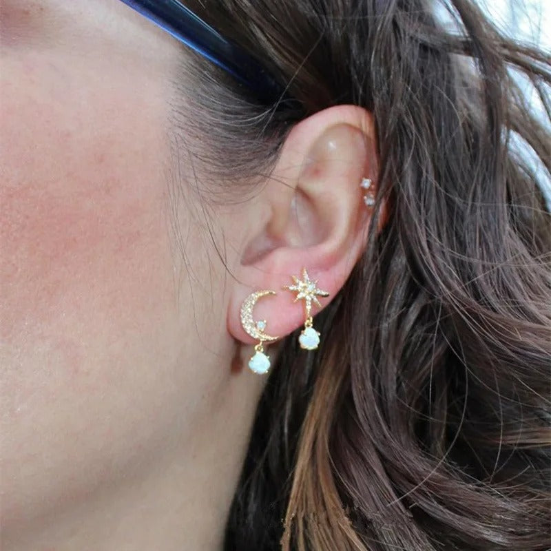 Elegant Star Earrings with Classic Pearls