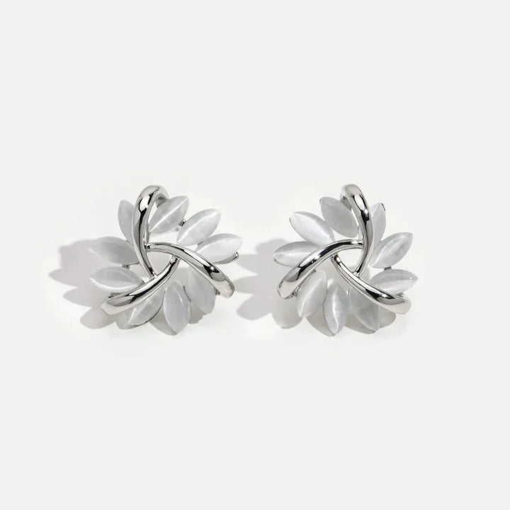 Opal Petal Gold Circle Earrings