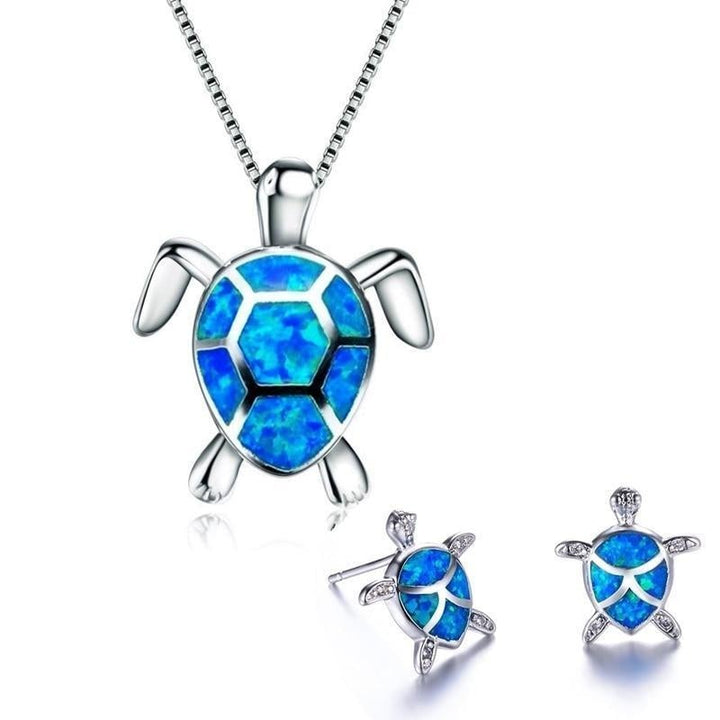 Opal Jewelry Set featuring Sea Turtles