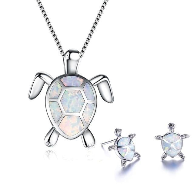 Opal Jewelry Set featuring Sea Turtles