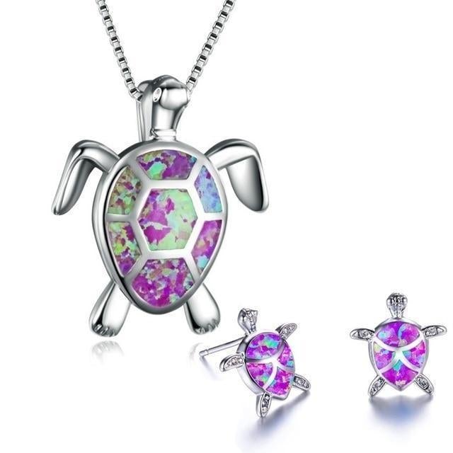 Opal Jewelry Set featuring Sea Turtles