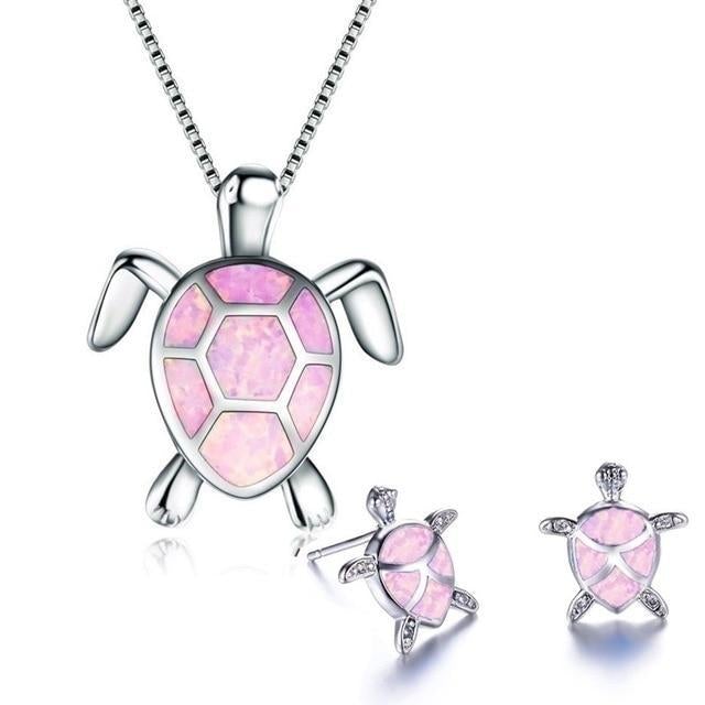 Opal Jewelry Set featuring Sea Turtles