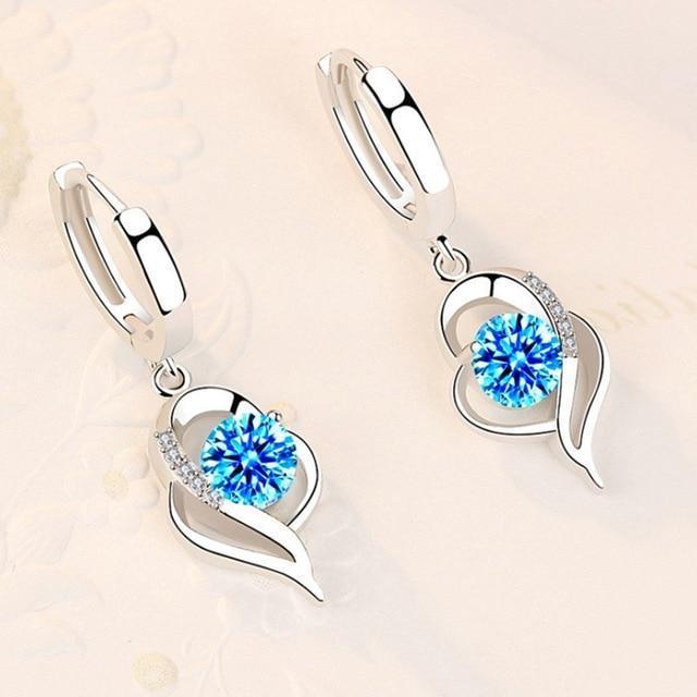 Zirconia-Studded Floral Silver Earrings