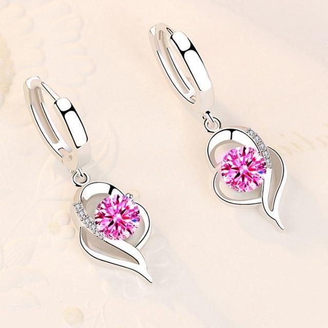 Zirconia-Studded Floral Silver Earrings