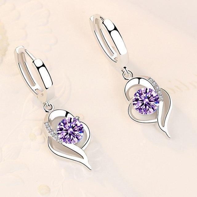 Zirconia-Studded Floral Silver Earrings