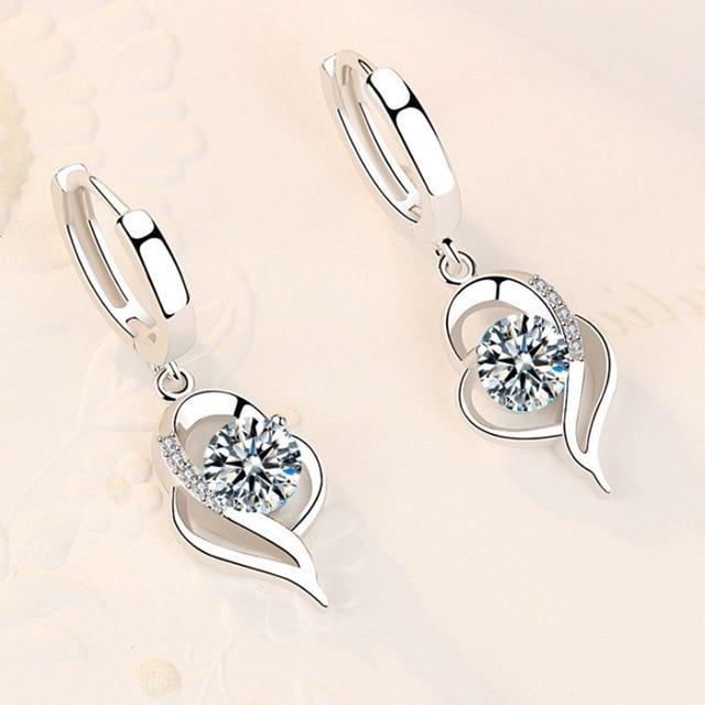 Zirconia-Studded Floral Silver Earrings
