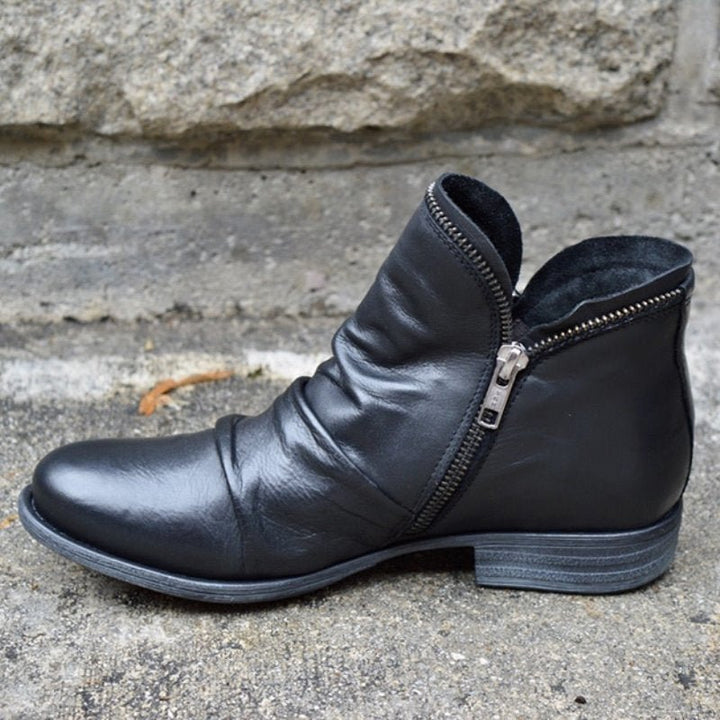 Vianne™ - Leather Ankle Boots with Zipper Closure