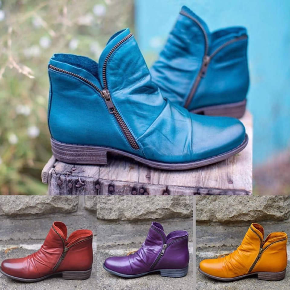 Vianne™ - Leather Ankle Boots with Zipper Closure